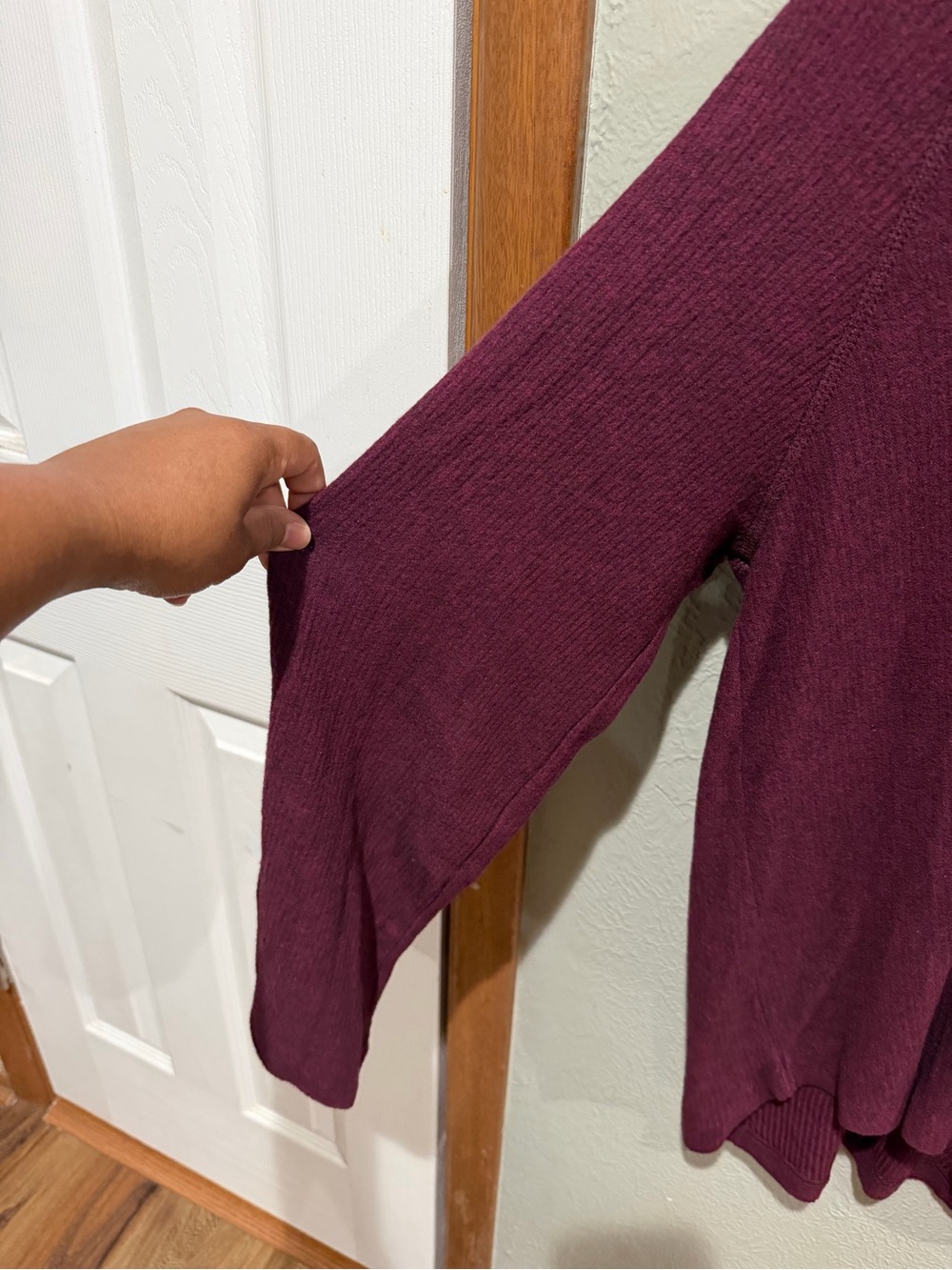 Anthropologie Draped Cowl Neck Sweater - Burgundy - Picture 2 of 4